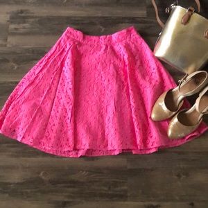 Lilly Pulitzer Meadow Fiesta Pink Lace Flare Skirt size 2 Pink Power BC Aware